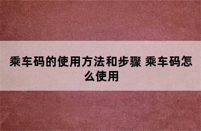 乘车码的使用方法和步骤 乘车码怎么使用